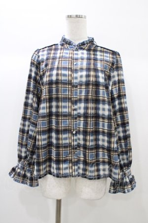 画像: axes femme POETIQUE / チェックボウタイブラウス M ブルー H-25-12-28-061-AX-BL-NS-ZH