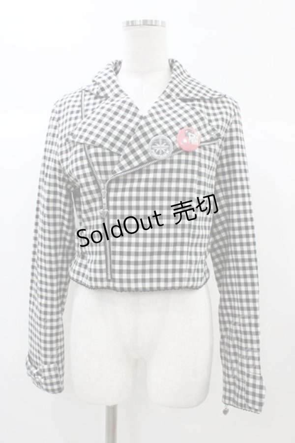 画像1: metamorphose / ロゴ刺繍入りライダースジャケット Free ブラック H-25-12-28-062-ME-JA-NS-ZH (1)