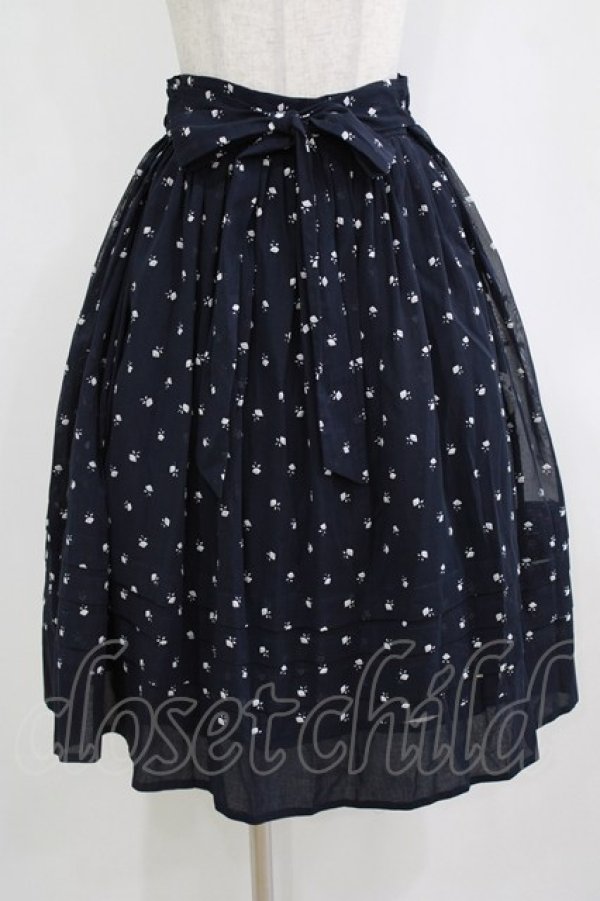 画像1: Jane Marple / Sprinkled flowers wrapped skirt  ネイビー H-25-12-28-1024-JM-SK-KB-ZH (1)