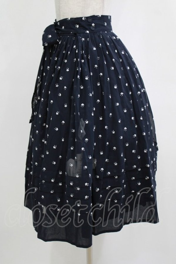画像2: Jane Marple / Sprinkled flowers wrapped skirt  ネイビー H-25-12-28-1024-JM-SK-KB-ZH (2)