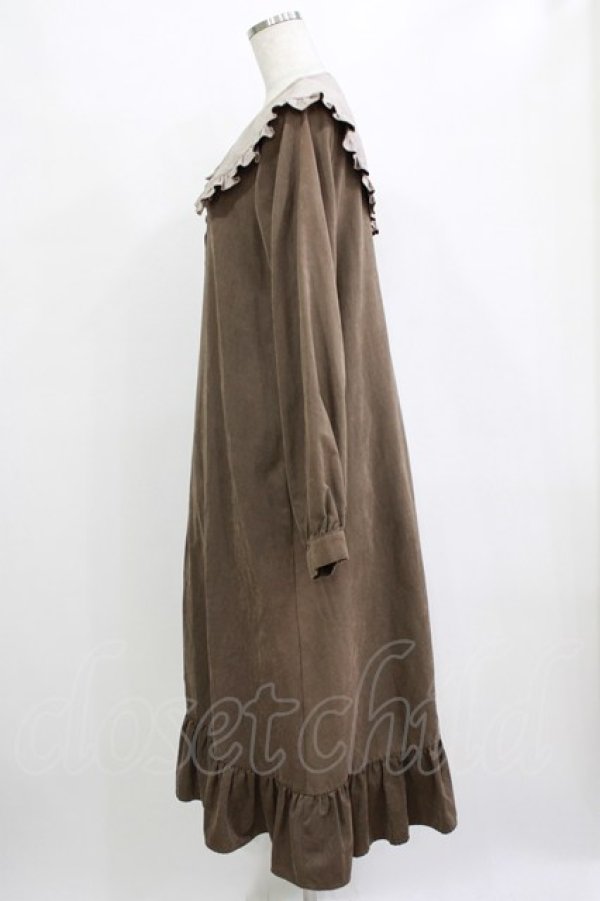 画像2: merry jenny / Bigフリルカラーワンピース  ブラウン H-25-12-28-1028-LO-OP-KB-ZH (2)