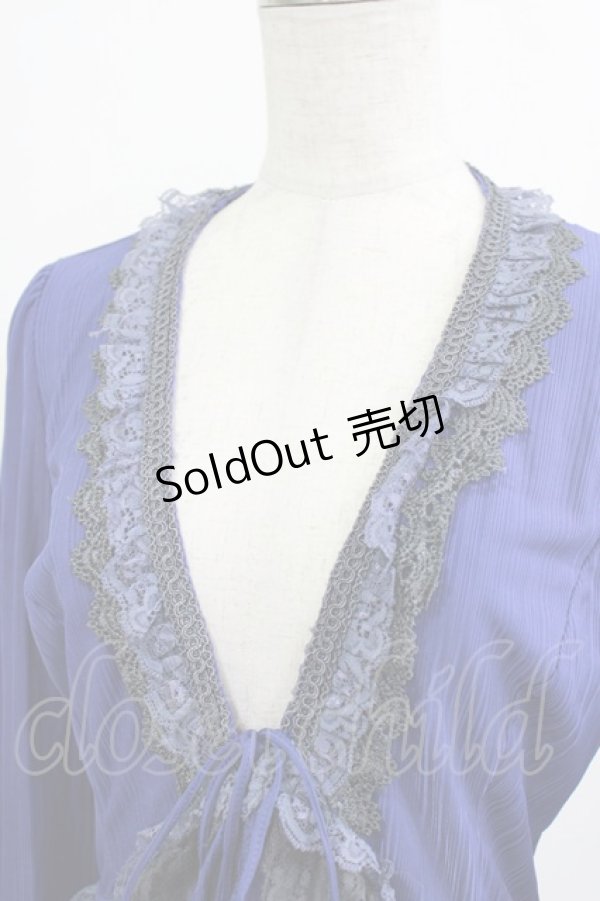 画像4: Ozz Croce / レースフリルロングカーデ  ブルー H-25-12-28-1039-OO-TO-KB-ZH (4)