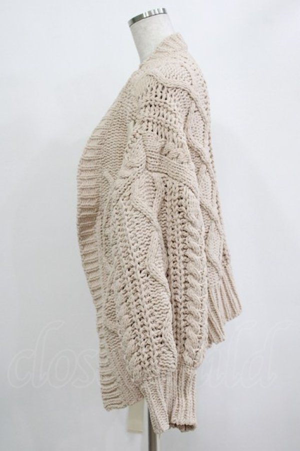 画像2: merry jenny / レースアップケーブルニットカーディガン  ベージュ H-25-12-28-1040-LO-TO-KB-ZH (2)