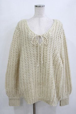 画像: merry jenny / looseリボンローゲージニット  アイボリー H-25-12-28-1042-LO-TO-KB-ZH
