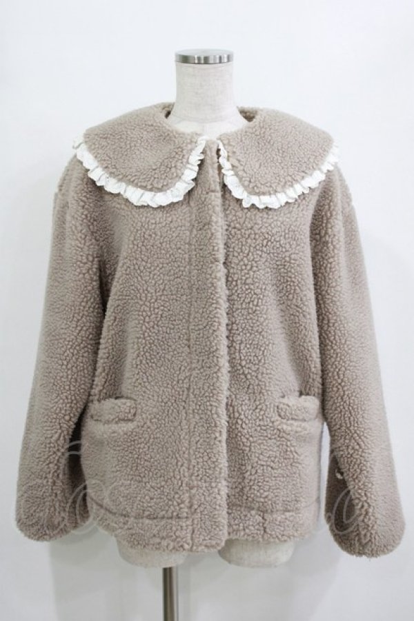 画像1: merry jenny / フリルカラーボアジャケット  ベージュ H-25-12-28-1044-LO-JA-KB-ZH (1)