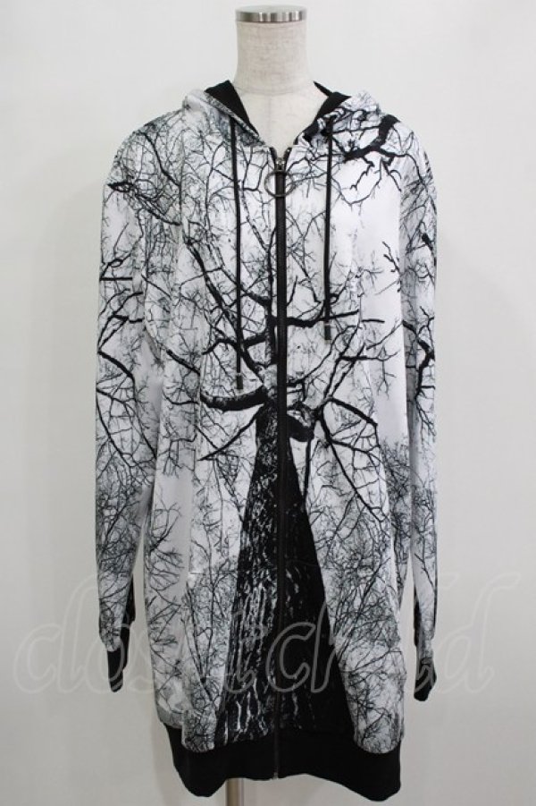 画像1: NieR Clothing / 総柄ZIPパーカー F 白 H-25-12-28-1049-PU-TO-KB-ZH (1)