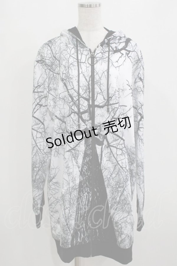 画像1: NieR CLOTHING / 総柄ZIPパーカー F 白 H-25-12-28-1049-PU-TO-KB-ZH (1)