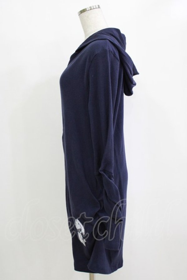 画像2: NieR Clothing / ギャザースリーブリブパーカー  ネイビー H-25-12-28-1061-PU-TO-KB-ZH (2)