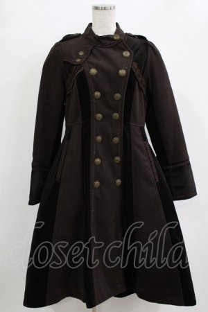 画像: Ozz oneste / 薔薇刺繍フリルコート  ブラウン H-25-12-28-1006-OO-CO-KB-ZH