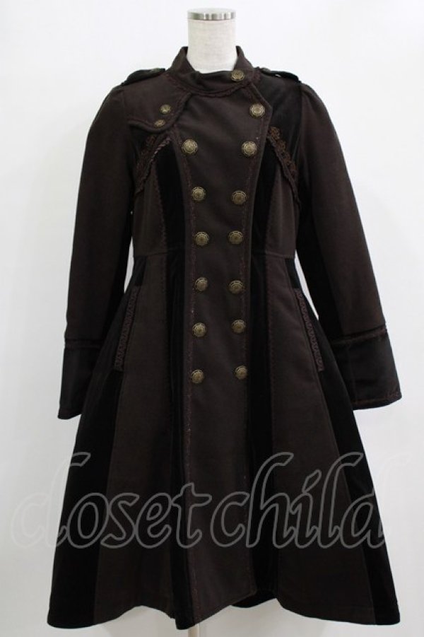 画像1: Ozz oneste / 薔薇刺繍フリルコート  ブラウン H-25-12-28-1006-OO-CO-KB-ZH (1)