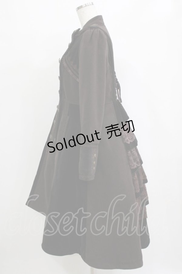 画像2: Ozz oneste / 薔薇刺繍フリルコート  ブラウン H-25-12-28-1006-OO-CO-KB-ZH (2)