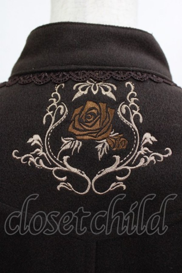 画像4: Ozz oneste / 薔薇刺繍フリルコート  ブラウン H-25-12-28-1006-OO-CO-KB-ZH (4)