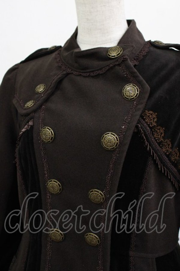 画像5: Ozz oneste / 薔薇刺繍フリルコート  ブラウン H-25-12-28-1006-OO-CO-KB-ZH (5)