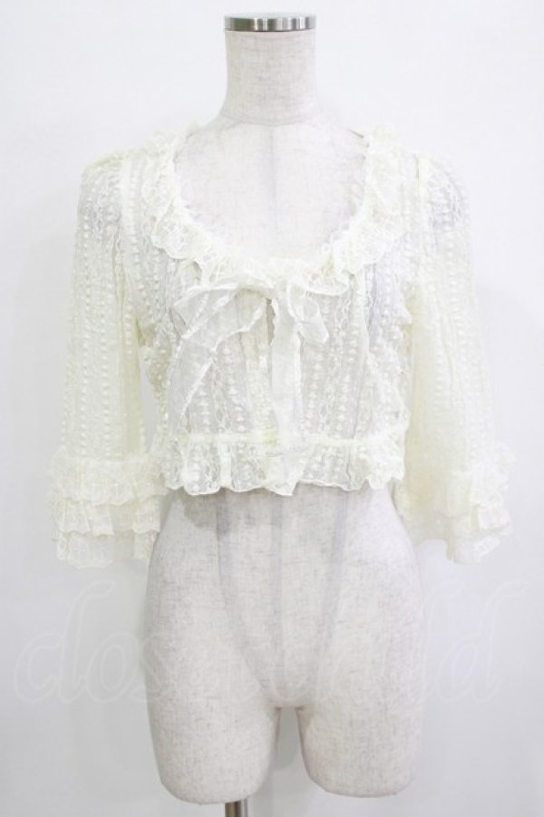 画像1: Moi-meme-Moitie / ラフレッドレース七分袖ボレロ  アイボリー H-25-12-28-1078-MO-TO-KB-ZH (1)