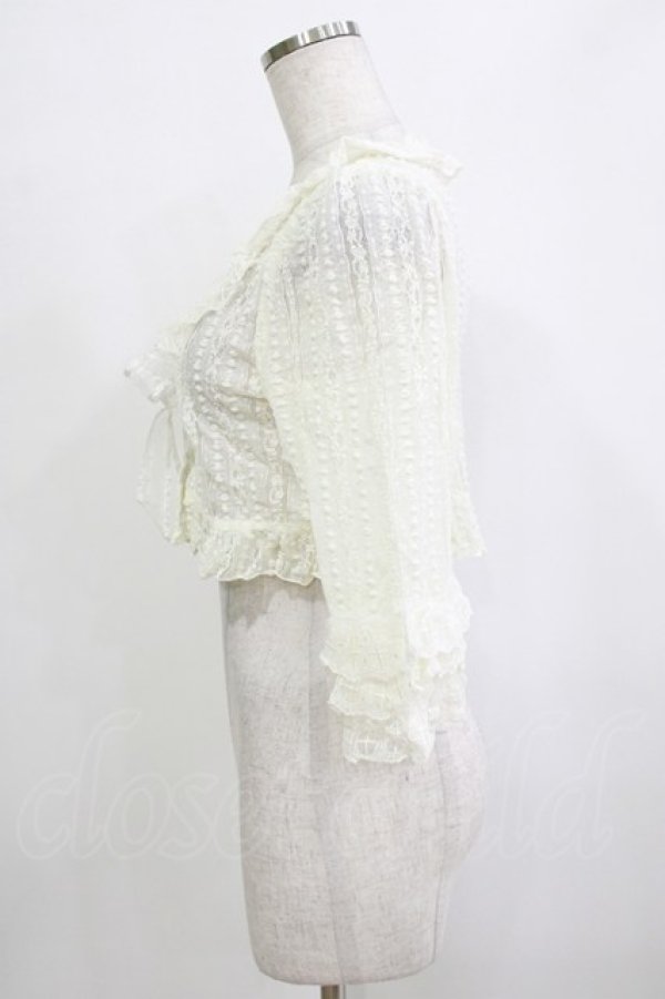 画像2: Moi-meme-Moitie / ラフレッドレース七分袖ボレロ  アイボリー H-25-12-28-1078-MO-TO-KB-ZH (2)
