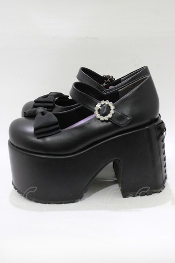 画像2: YOSUKE / 厚底パンプス L(24.5cm) ブラック H-25-12-28-1082-PU-SH-KB-ZH (2)