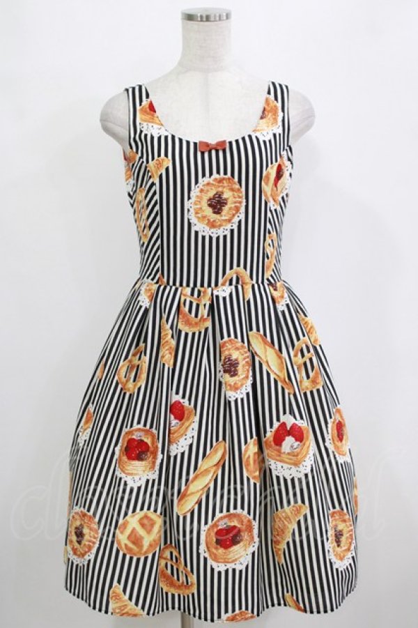 画像1: Emily Temple cute / バケットストライプノースリーブワンピース  ブラック H-25-12-28-1013-ET-OP-KB-ZH (1)