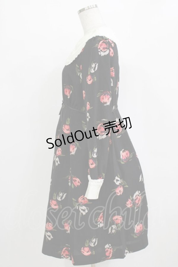 画像2: Shirley Temple / フラワープリントワンピース Ladies ブラック H-25-12-28-1014-ET-OP-KB-ZH (2)