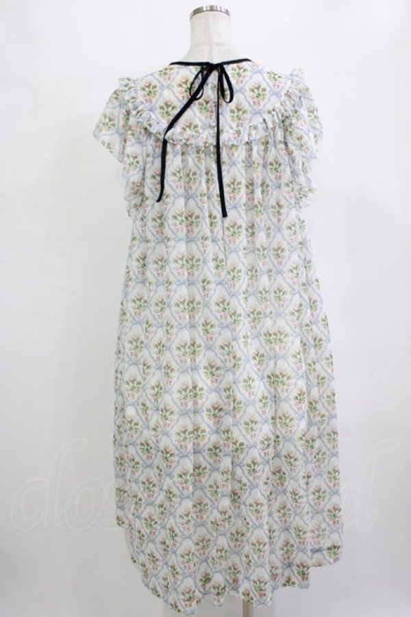 画像3: Maison de minette / "Ruban et rose" frill sleeve dress  ブルー H-25-12-28-1018-LO-OP-KB-ZH (3)