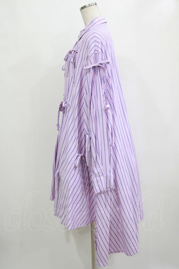 画像2: Candy Stripper / WITH RIBBON SHIRTワンピース 2 ラベンダー H-25-12-28-1019-PU-OP-KB-ZH (2)