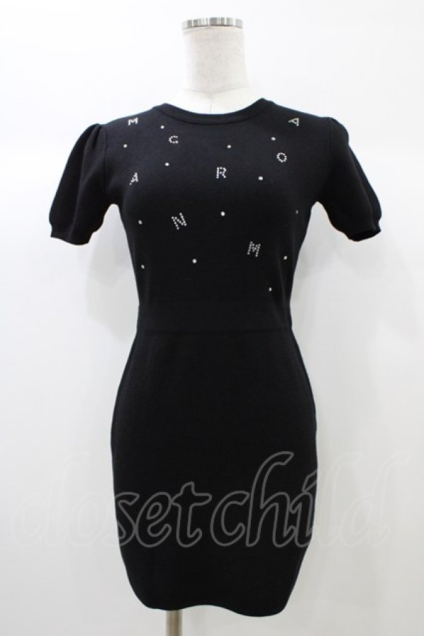 画像1: michellMacaron / ランダムストーンニットワンピース XS ブラック H-25-12-28-063-0-OP-NS-ZH (1)