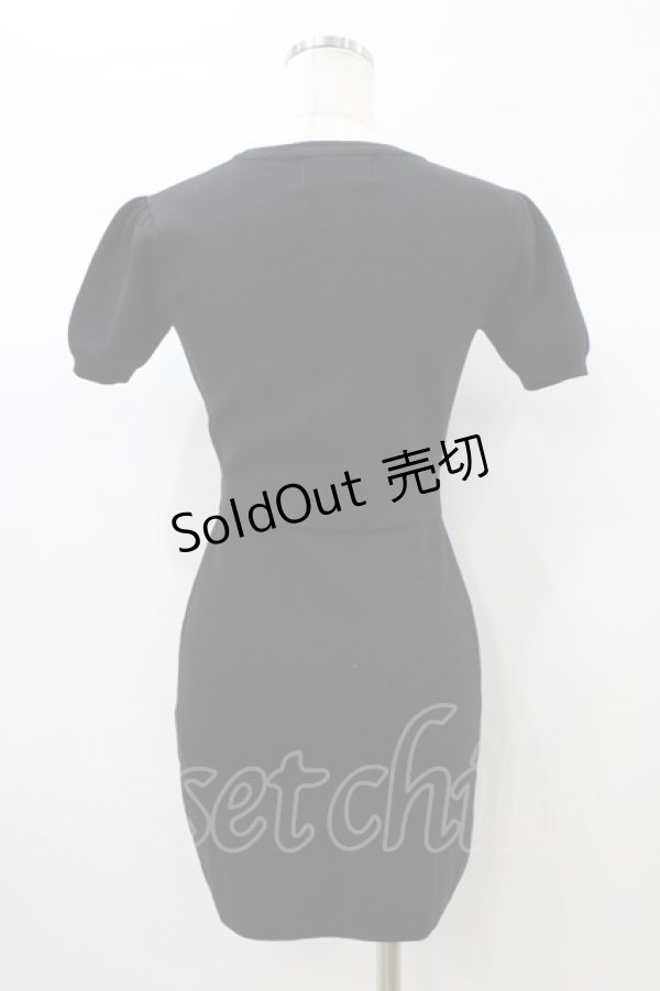 画像2: michellMacaron / ランダムストーンニットワンピース XS ブラック H-25-12-28-063-0-OP-NS-ZH (2)