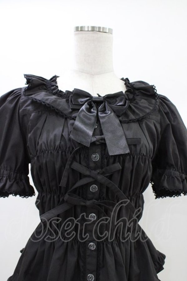 画像4: metamorphose / スクエアあきシャーリング半袖ブラウス サイズ1 ブラック H-25-12-28-007-ME-BL-NS-ZH (4)