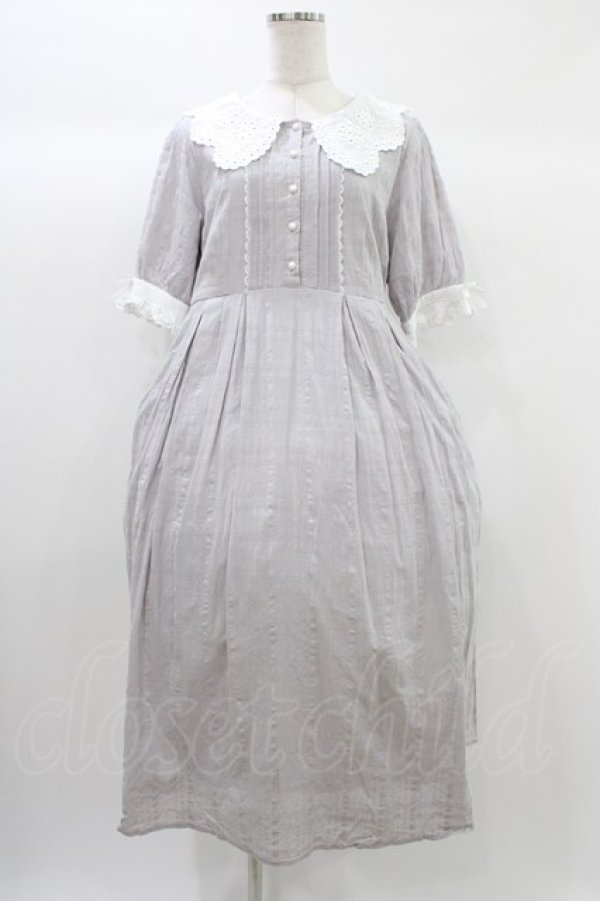 画像1: DearMyLove / 大きなレース襟コットンワンピース LL グレー H-25-12-28-012-EL-OP-NS-ZH (1)