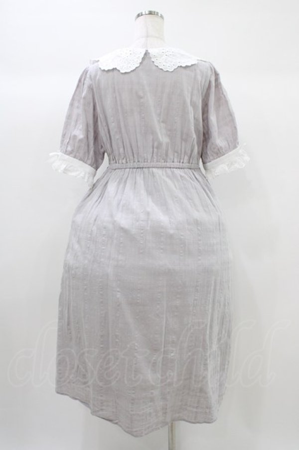 画像2: DearMyLove / 大きなレース襟コットンワンピース LL グレー H-25-12-28-012-EL-OP-NS-ZH (2)