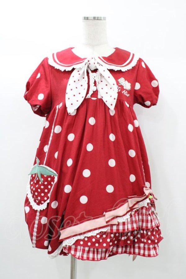 画像1: To Alice / いちごワンピース S レッド H-25-12-28-016-LO-OP-NS-ZH (1)