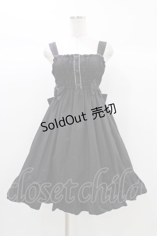 画像1: metamorphose / シャーリングジャンパースカート Free ブラック H-25-12-28-025-ME-OP-NS-ZH (1)