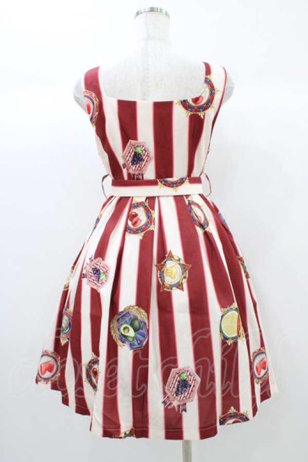 画像2: To Alice / ストライプラベルジャンパースカート S レッド H-25-12-28-026-LO-OP-NS-ZH (2)