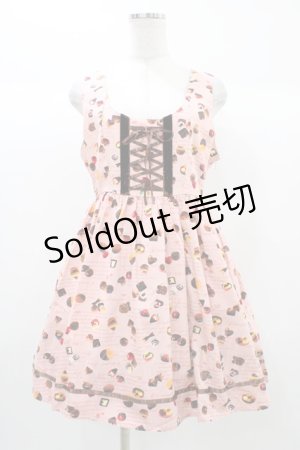 画像: Amavel / スウィーツプリントジャンパースカート Free ピンク H-25-12-28-028-CA-OP-NS-ZH