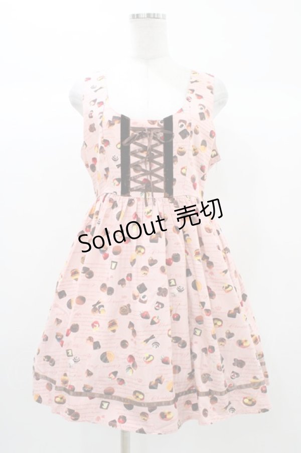 画像1: Amavel / スウィーツプリントジャンパースカート Free ピンク H-25-12-28-028-CA-OP-NS-ZH (1)