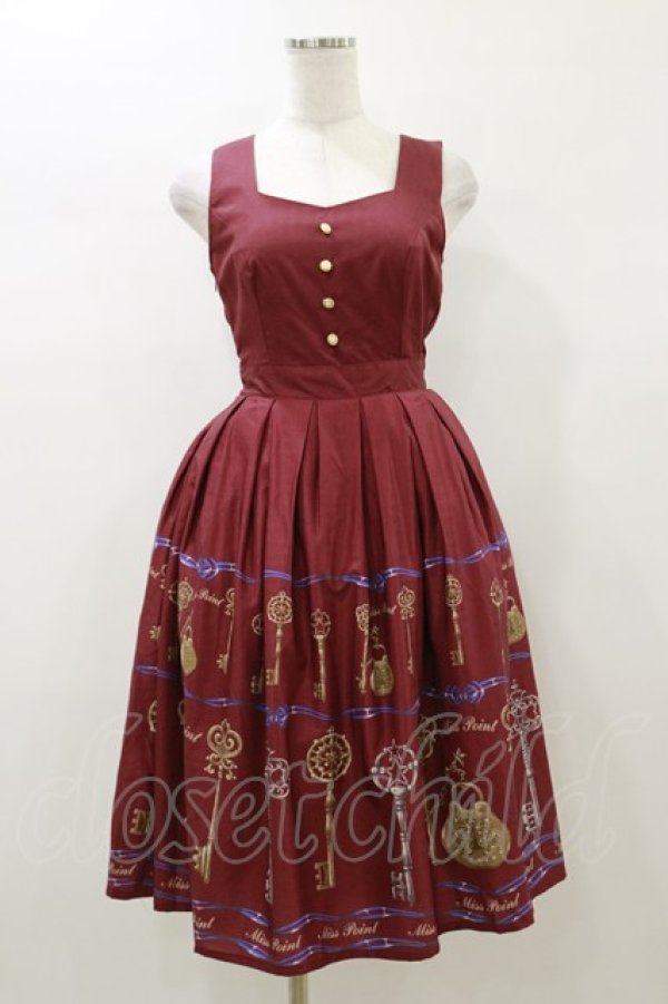 画像1: Miss Point（海外ロリータブランド） / Antique Key ジャンパースカート XS ワイン H-26-01-03-048-EL-OP-NS-ZH (1)