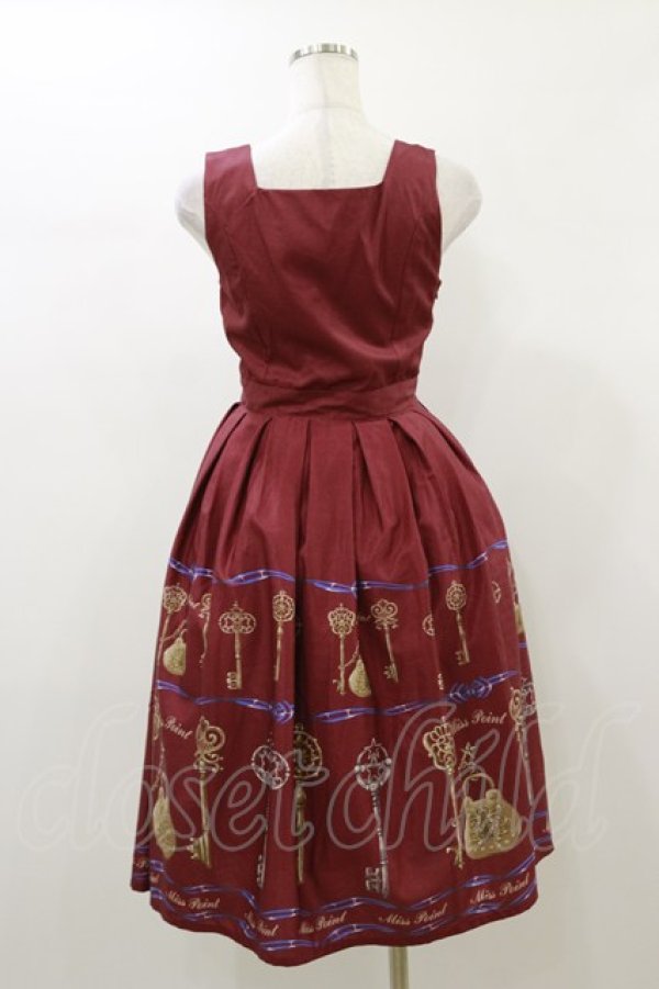 画像2: Miss Point（海外ロリータブランド） / Antique Key ジャンパースカート XS ワイン H-26-01-03-048-EL-OP-NS-ZH (2)