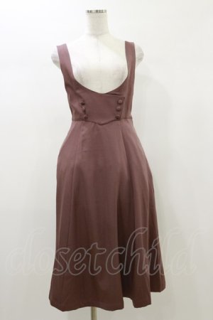 画像: Fi.n.t / ダブル釦ディープネックジャンパースカート Free PINK BROWN H-26-01-03-052-CA-OP-NS-ZH