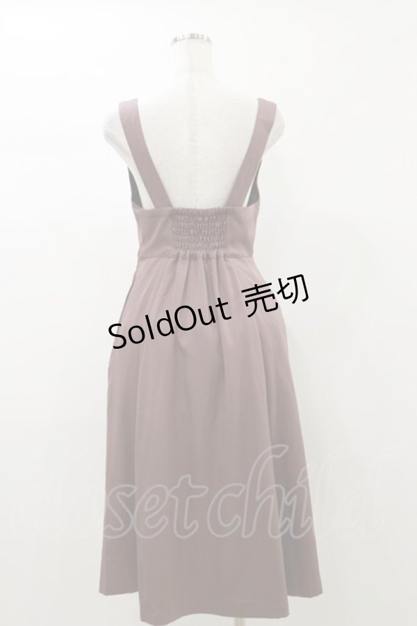 画像2: Fi.n.t / ダブル釦ディープネックジャンパースカート Free PINK BROWN H-26-01-03-052-CA-OP-NS-ZH (2)