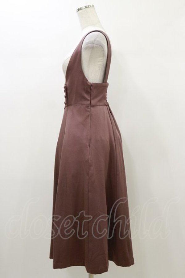 画像3: Fi.n.t / ダブル釦ディープネックジャンパースカート Free PINK BROWN H-26-01-03-052-CA-OP-NS-ZH (3)