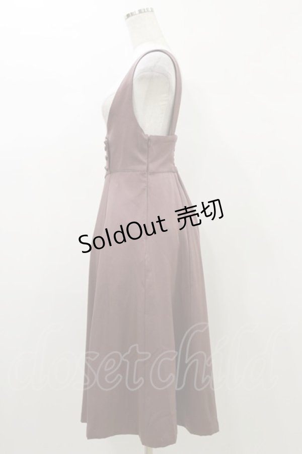 画像3: Fi.n.t / ダブル釦ディープネックジャンパースカート Free PINK BROWN H-26-01-03-052-CA-OP-NS-ZH (3)