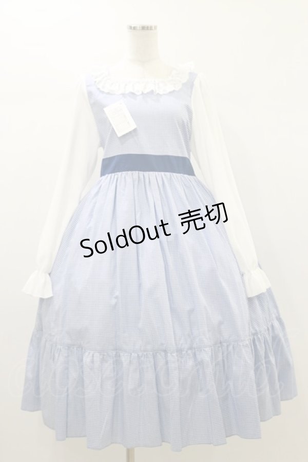 画像1: marcHenTica / チェックワンピース プリンセスサイズ ブルー H-26-01-03-065-LO-OP-NS-ZH (1)