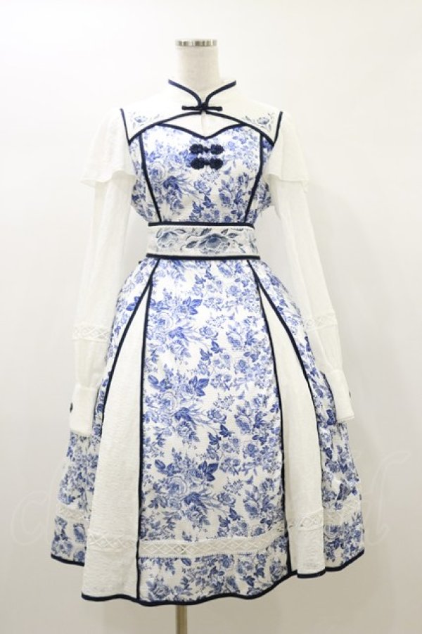 画像1: Hoshibako Works / 青華磁ロングワンピース M オフ/ブルー H-26-01-03-075-LO-OP-NS-ZH (1)