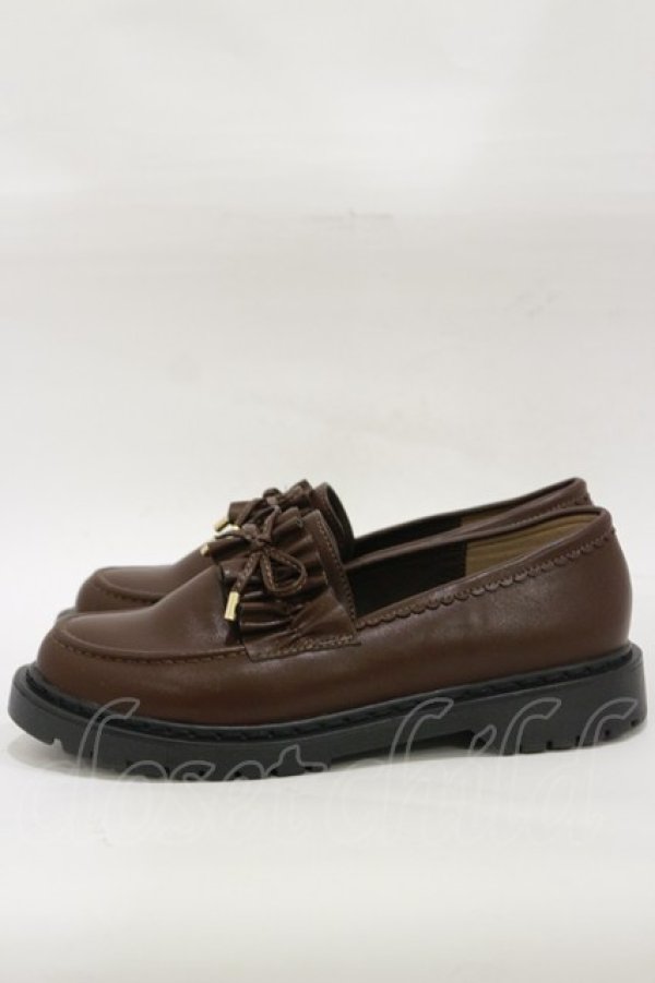 画像2: m petit by misako / AMリボンフリルローファー LL ブラウン H-26-01-03-019-LO-SH-NS-ZH (2)