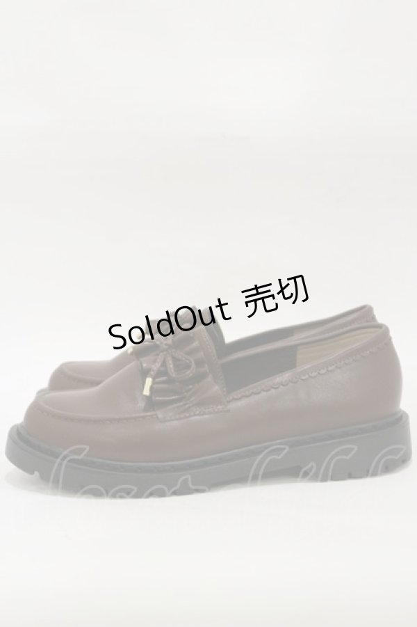 画像2: m petit by misako / AMリボンフリルローファー LL ブラウン H-26-01-03-019-LO-SH-NS-ZH (2)