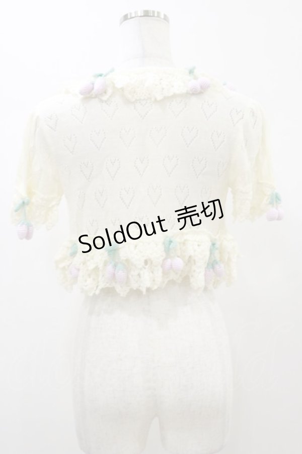 画像2: Angelic Pretty / Cherry Berry Bunnyニットボレロ Free オフ H-26-01-03-026-AP-TO-NS-ZH (2)