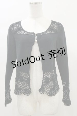 画像: metamorphose / かぎ編みカーディガン Free ブラック H-26-01-03-028-ME-TO-NS-ZH