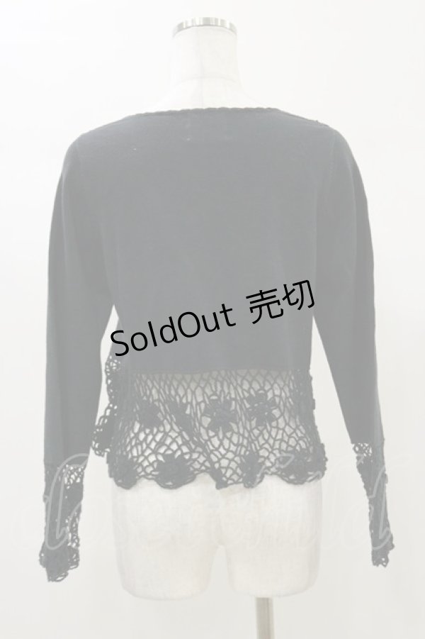 画像2: metamorphose / かぎ編みカーディガン Free ブラック H-26-01-03-028-ME-TO-NS-ZH (2)