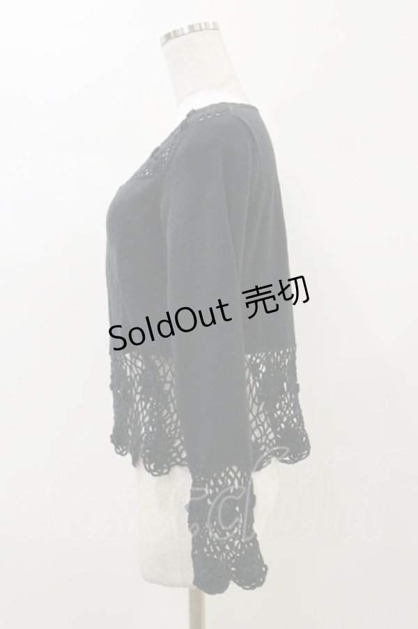 画像3: metamorphose / かぎ編みカーディガン Free ブラック H-26-01-03-028-ME-TO-NS-ZH (3)