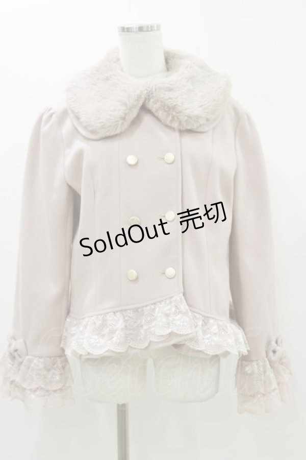 画像1: axes femme / 裾レースショートコート L ピンク H-26-01-03-031-AX-CO-NS-ZH (1)