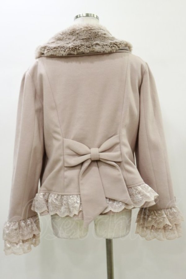 画像2: axes femme / 裾レースショートコート L ピンク H-26-01-03-031-AX-CO-NS-ZH (2)